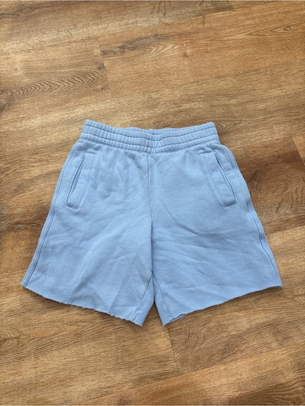 aerie Light Blue High-Waist Fleece Shorts